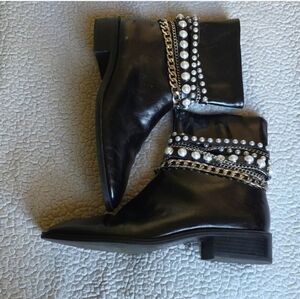 Zara Black Studded Ankle Boots